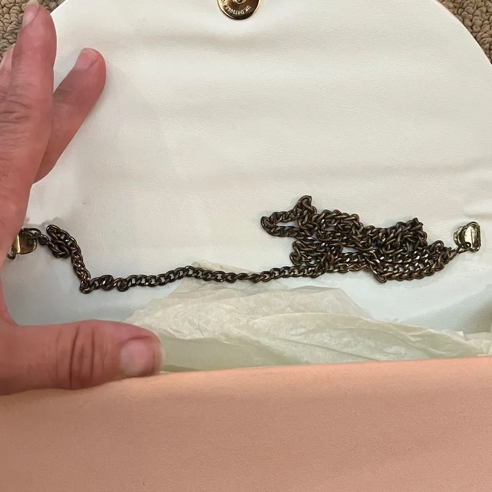 Vintage DYEABLES Wedding Prom PURSE/Clutch pink w/ Shoulder Chain